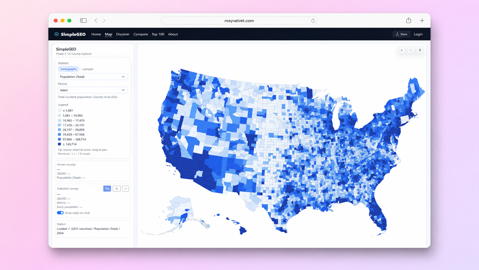 SimpleGEO - US County Data Explorer